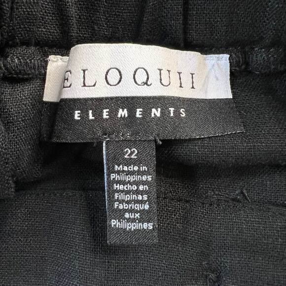 ELOQUII Elements Women's Minimalist Black Linen Button Front Shorts Plus Size 22 - Picture 5 of 16